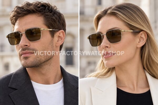 Cartier CT0614O Titanium Square Sunglasses Silver-Tone Frame, Gold-Tone Temples & Brown Lenses (2) Cartier CT0614O Titanium Square Sunglasses | Silver-Tone Frame, Gold-Tone Temples & Brown Lenses
