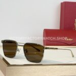Cartier CT0614O Titanium Square Sunglasses Silver-Tone Frame, Gold-Tone Temples & Brown Lenses (3) Cartier CT0614O Titanium Square Sunglasses | Silver-Tone Frame, Gold-Tone Temples & Brown Lenses