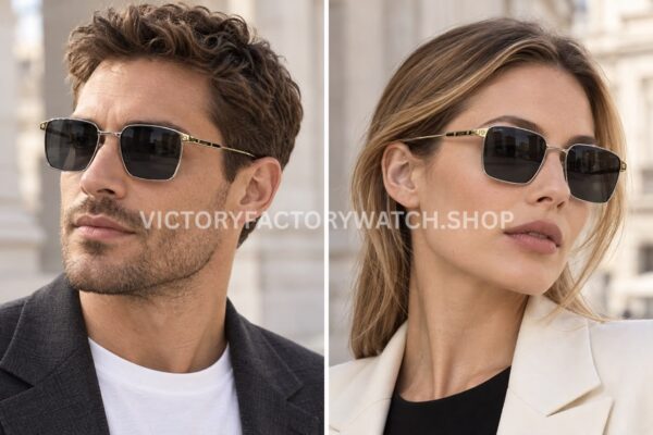 Cartier CT0614O Titanium Square Sunglasses Silver-Tone Frame, Gold-Tone Temples & Dark Grey Lenses (2) Cartier CT0614O Titanium Square Sunglasses Silver-Tone Frame, Gold-Tone Temples & Dark Grey Lenses