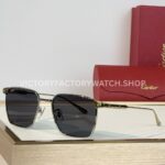 Cartier CT0614O Titanium Square Sunglasses Silver-Tone Frame, Gold-Tone Temples & Dark Grey Lenses (3) Cartier CT0614O Titanium Square Sunglasses Silver-Tone Frame, Gold-Tone Temples & Dark Grey Lenses