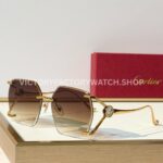 Cartier CT7194S Rimless Sunglasses Gold-Tone Temples, Milky White Circular Accents & Brown Gradient Lenses (1) Cartier CT7194S Rimless Sunglasses | Gold-Tone Temples, Milky White Circular Accents & Brown Gradient Lenses