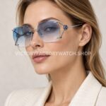 Cartier CT7194S Rimless Sunglasses Silver-Tone Temples, Blue Circular Accents & Blue Gradient Lenses (1) Cartier CT7194S Rimless Sunglasses | Silver-Tone Temples, Blue Circular Accents & Blue Gradient Lenses